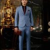 vest nam màu xanh dương vân xước 842