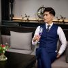 vest nam màu xanh caro kẻ chìm 844
