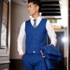 Vest nam màu xanh navy vân xước mới - 845