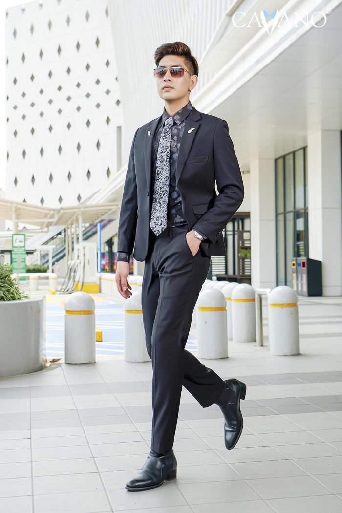 vest nam màu đen xước cao cấp 853