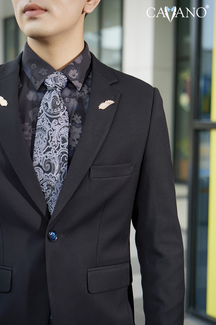 vest nam màu đen xước cao cấp 853