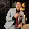 vest nam ghi trắng sáng cao cấp vải wool