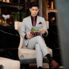 vest nam ghi trắng sáng cao cấp vải wool