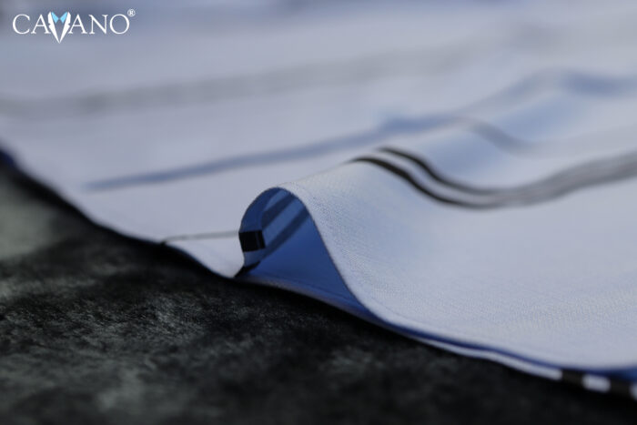 Áo sơ mi xanh blue kẻ chỉ đen cao cấp