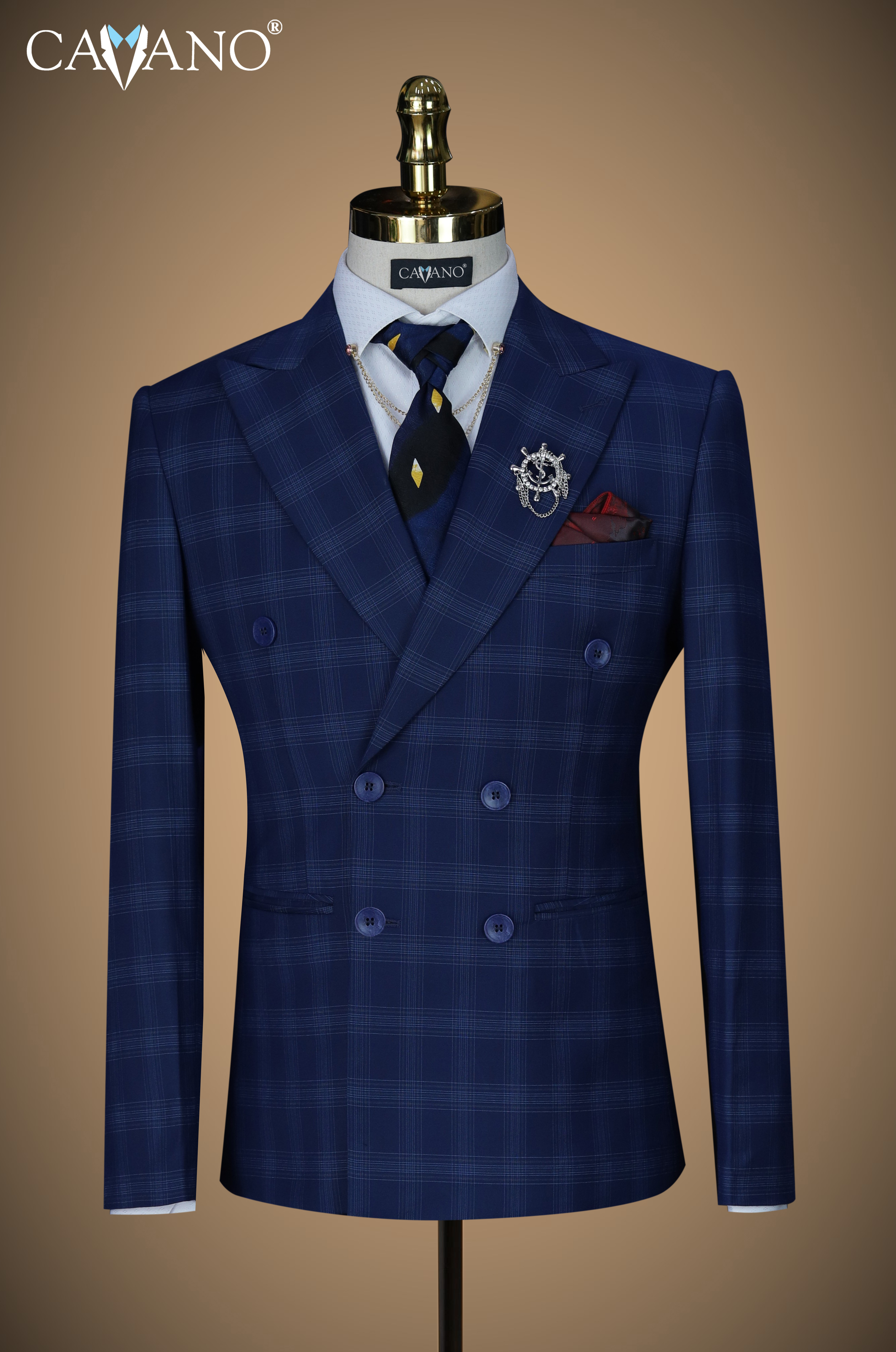 Vest nam xanh navy họa tiết